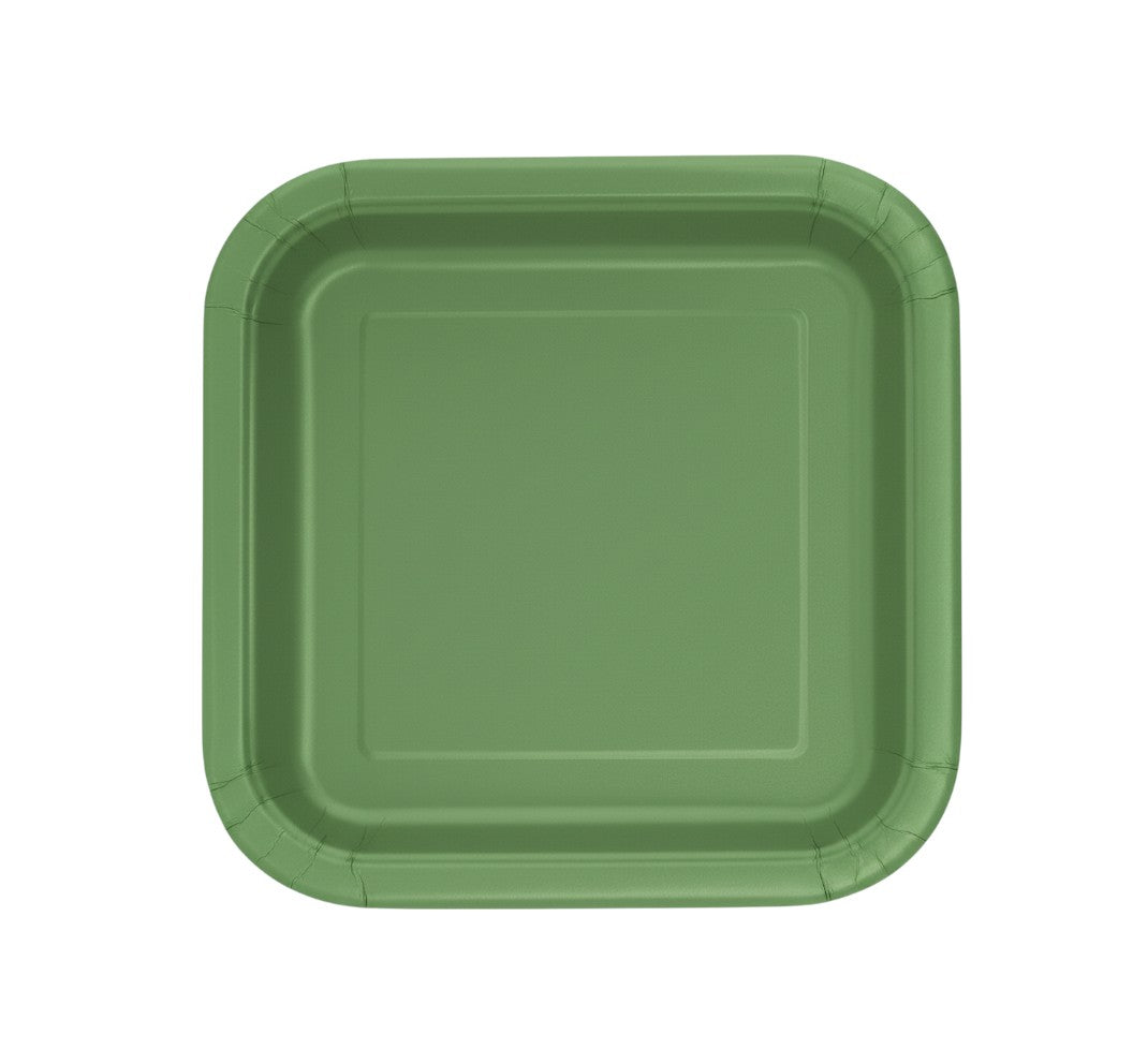 Disposable Square Party Paper Plates Plain Color 9inch 10pcs