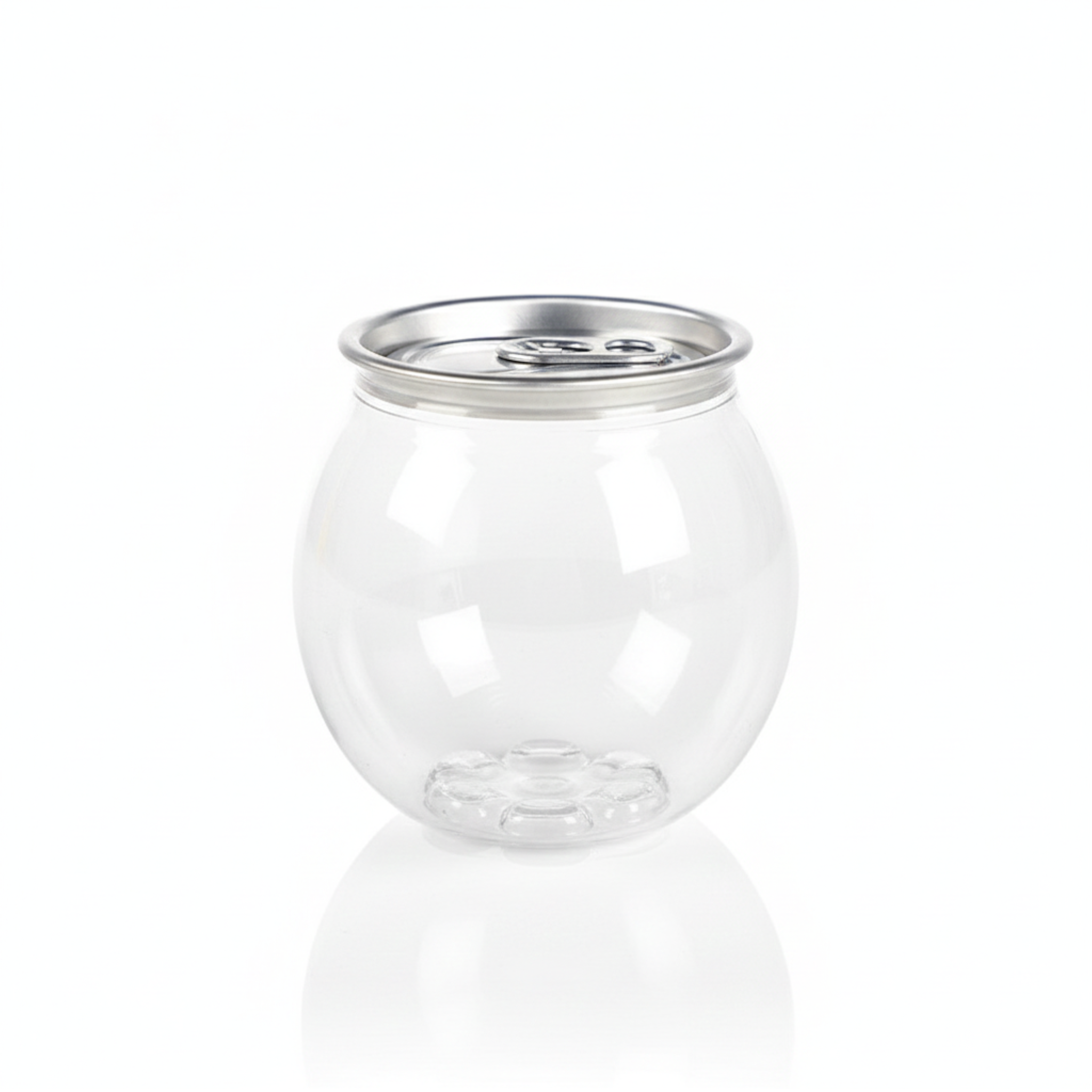 200ml Round Food Grade Plastic Drinking Clear Can with Aluminium Pull Tab Lid