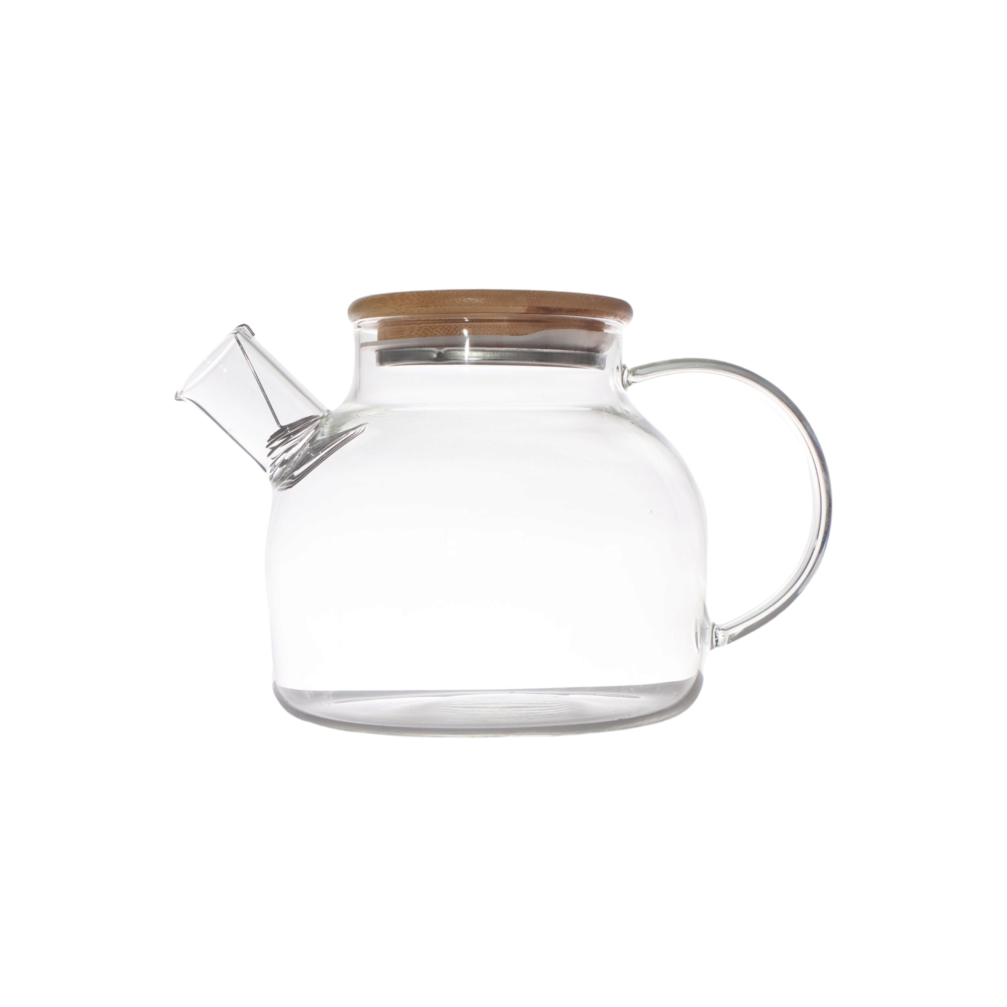 Borisilicate Teapot 1L Traditional Glass with Wooden Lid GL1938