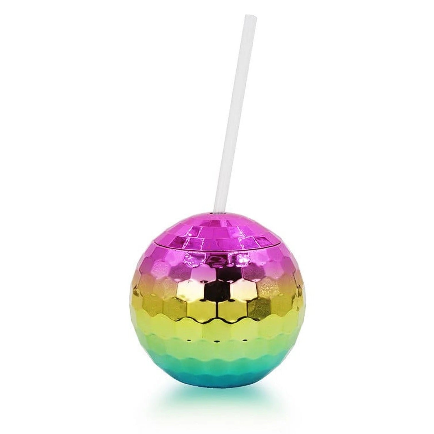 350ml Rainbow Disco Ball Smoothie Cup Tumbler with Straw