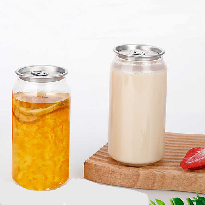 Food Grade Plastic Drinking Clear Can with Aluminium Lid