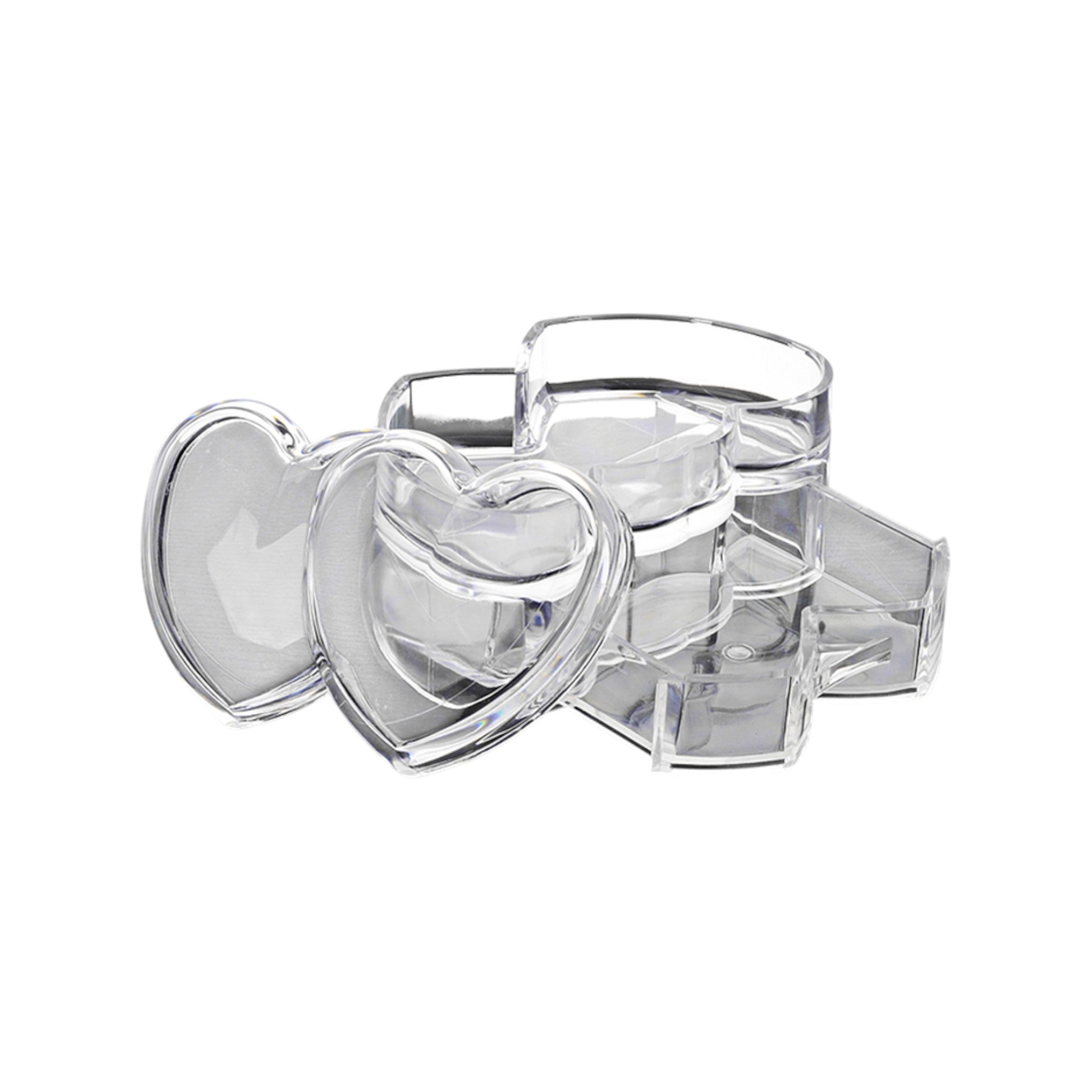Modern Cosmetic Organizer Box- Clear Plastic Double Heart Shape
