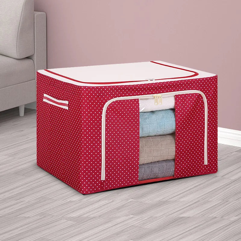 Wardrobe Storage Organiser Box Oxford Material 50x40x33cm Zipper Lid with See-Through Front Panel