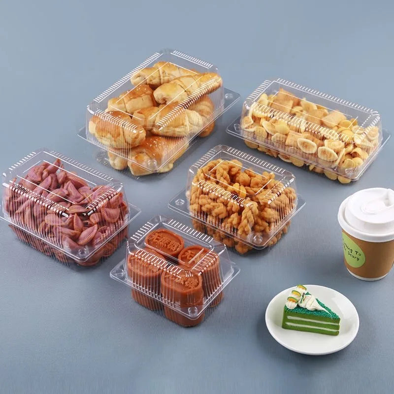 Disposable Takeaway Food Clamshell Storage Container 13x12+8cm - Hinged Flip Lid 10pack