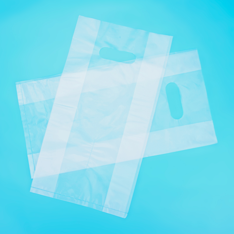 Disposable Bubble Tea-Coffee Plastic Carrier Bag Clear - 12microns 50pcs