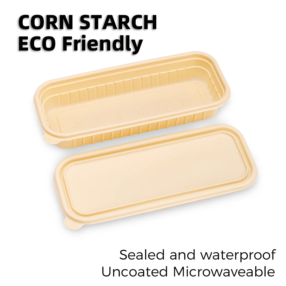 Microwavable Takeaway Lunchbox Food Tray with Lid 24x10cm Biodegradable Eco Friendly 10pack