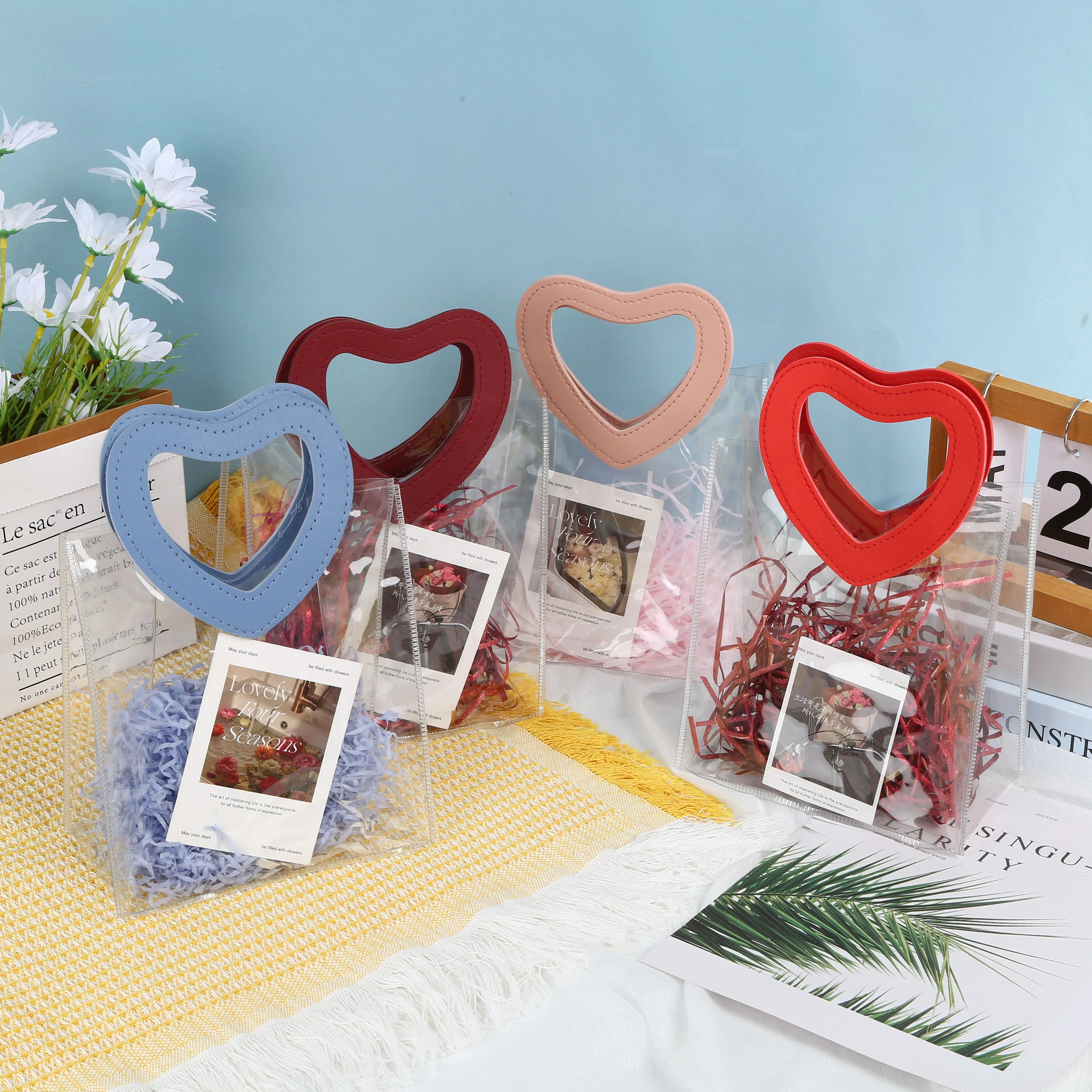 PVC Gift Bags with Heart Handle