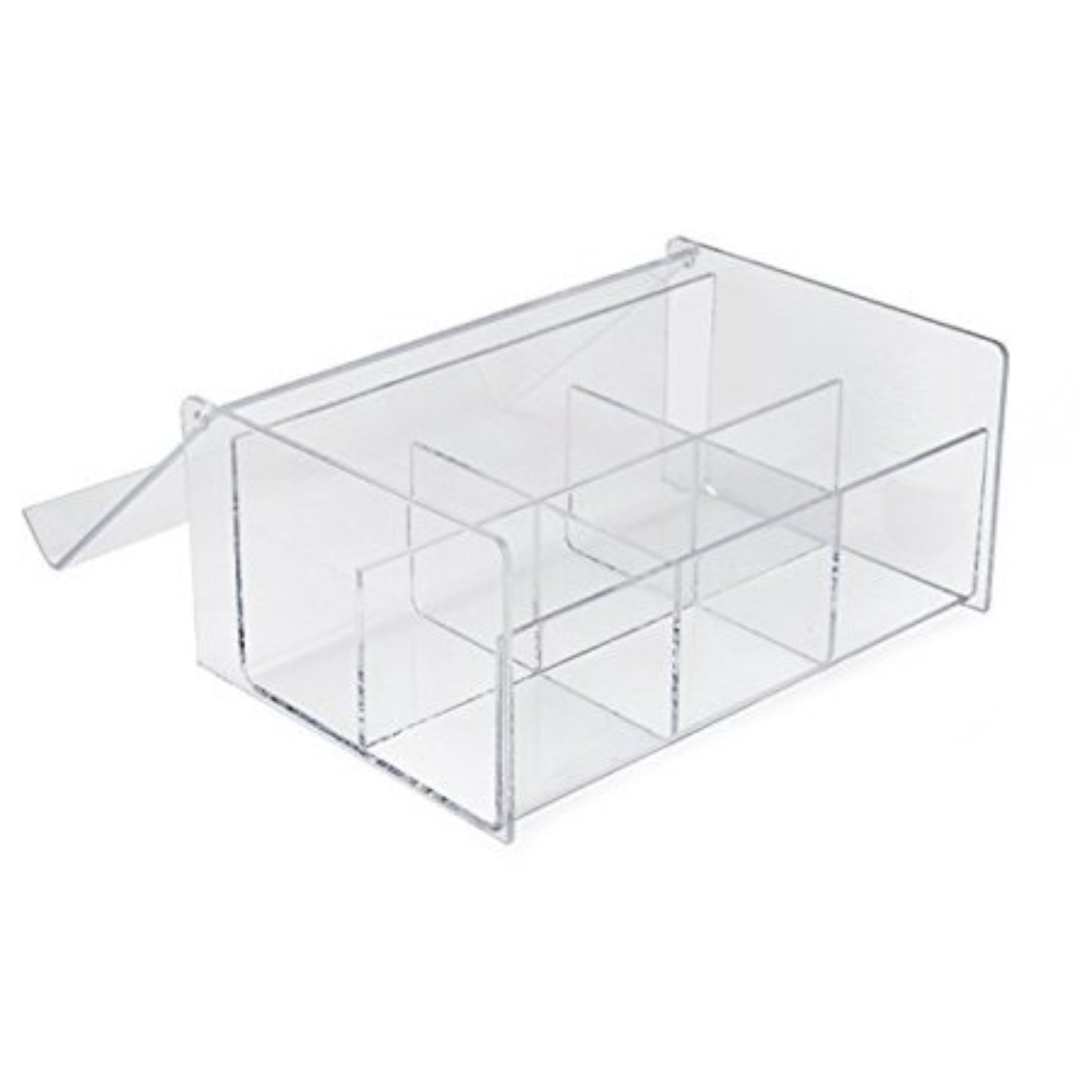 Modern Tea Storage Box 3-Compartments Organizer with Lid - Clear Acrylic Plastic