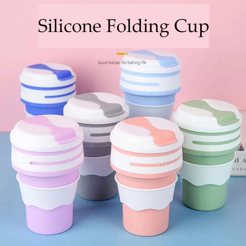 350ml Folding Silicone Travel Drinking Cup 9cm