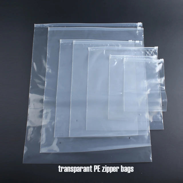 Re-Usable Slide Lock Seal Plastic Bags Clear PE Single Layer Waterproof 10pack