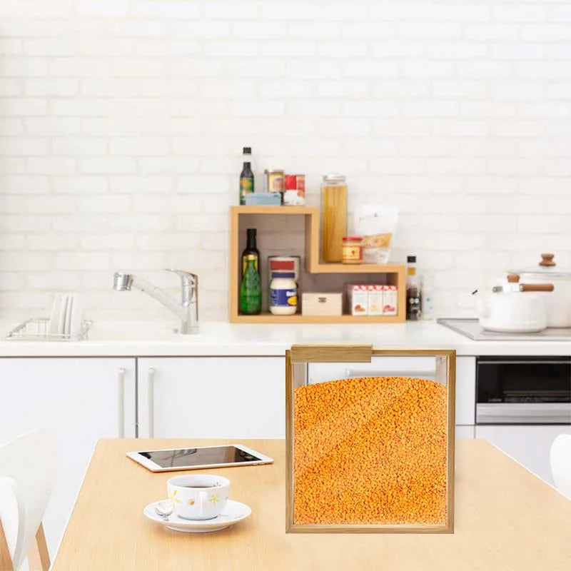 Square Portable Reusable Clear Food Bamboo Kitchen Organizer Container