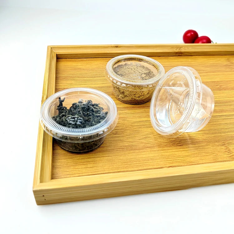 Disposable PP Takeaway Sauce Tubs Round - Plastic Dipping Container with Lid 100pack