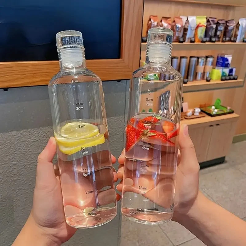 Elegant Time-Scale Sports Water Bottle Acrylic 500ml - Leak Proof 23x6.5cm