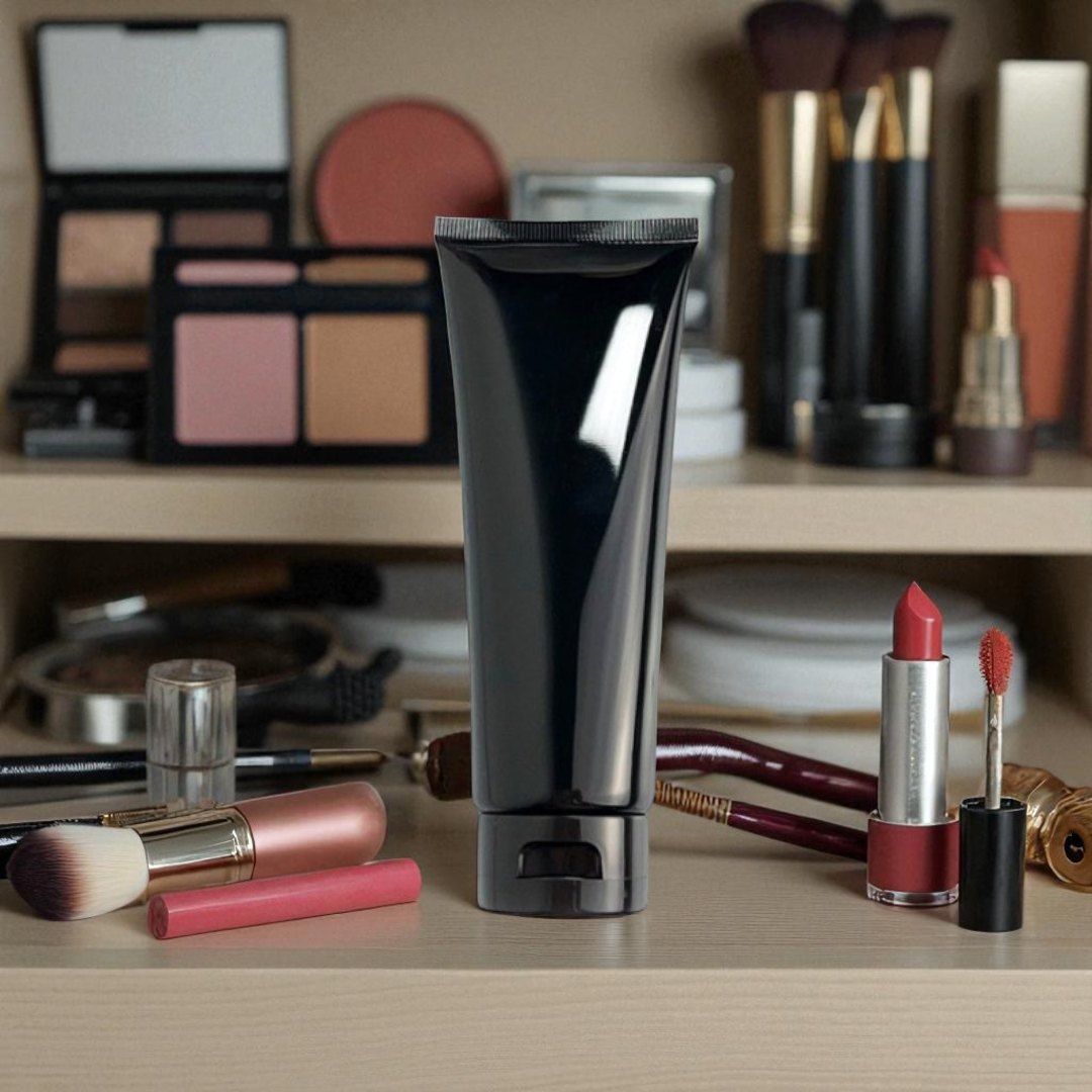 50ml Cosmetic Refillable Cream Tube Gloss Black