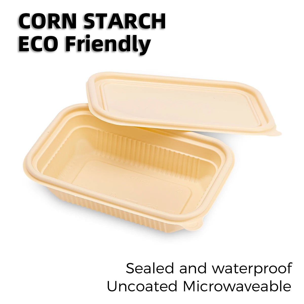 Microwavable Takeaway Lunchbox Food Tray with Lid 18.5x12cm Biodegradable Eco Friendly 10pack