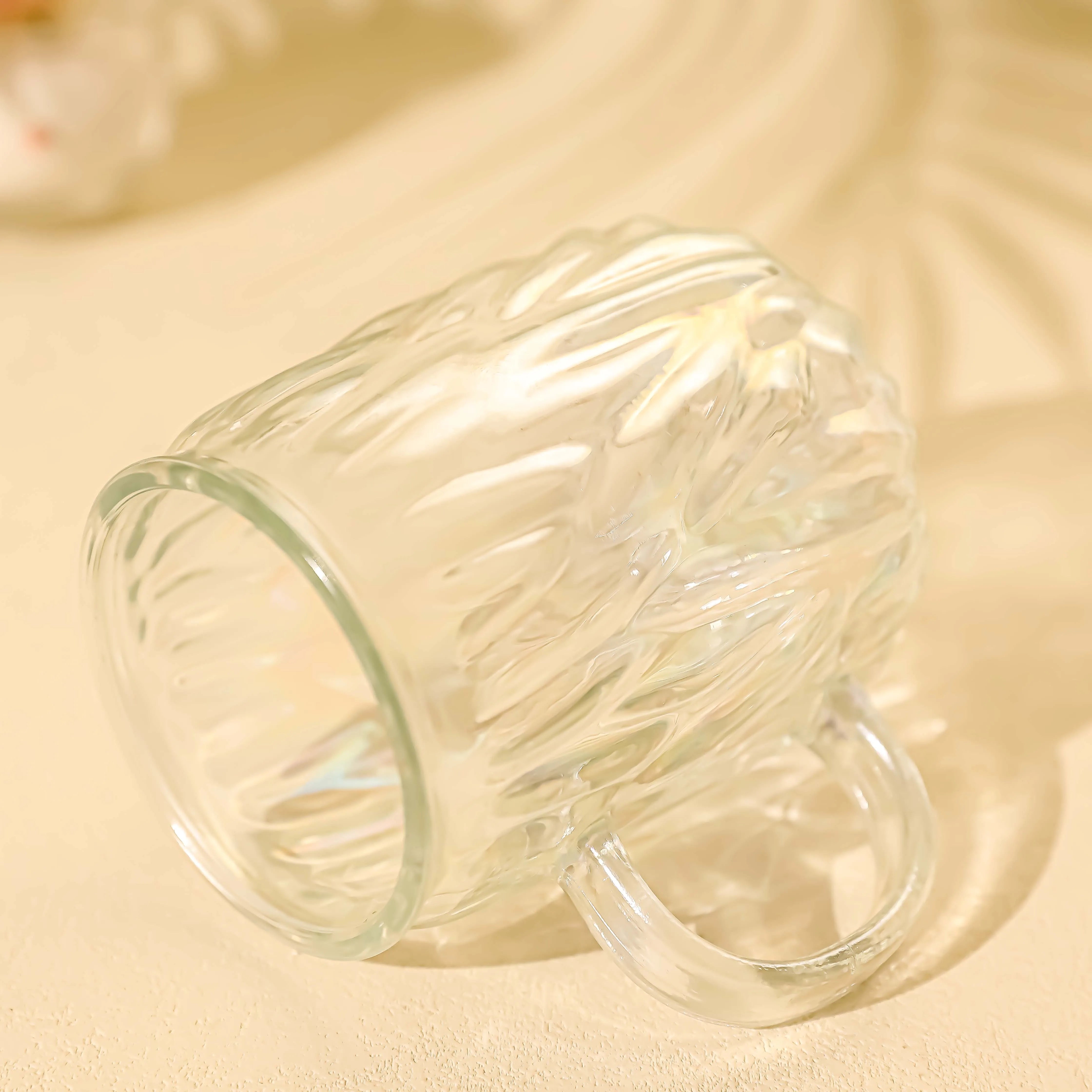 Borosilicate Glass Drinking Mug with Crown Lid & Spoon 450ml