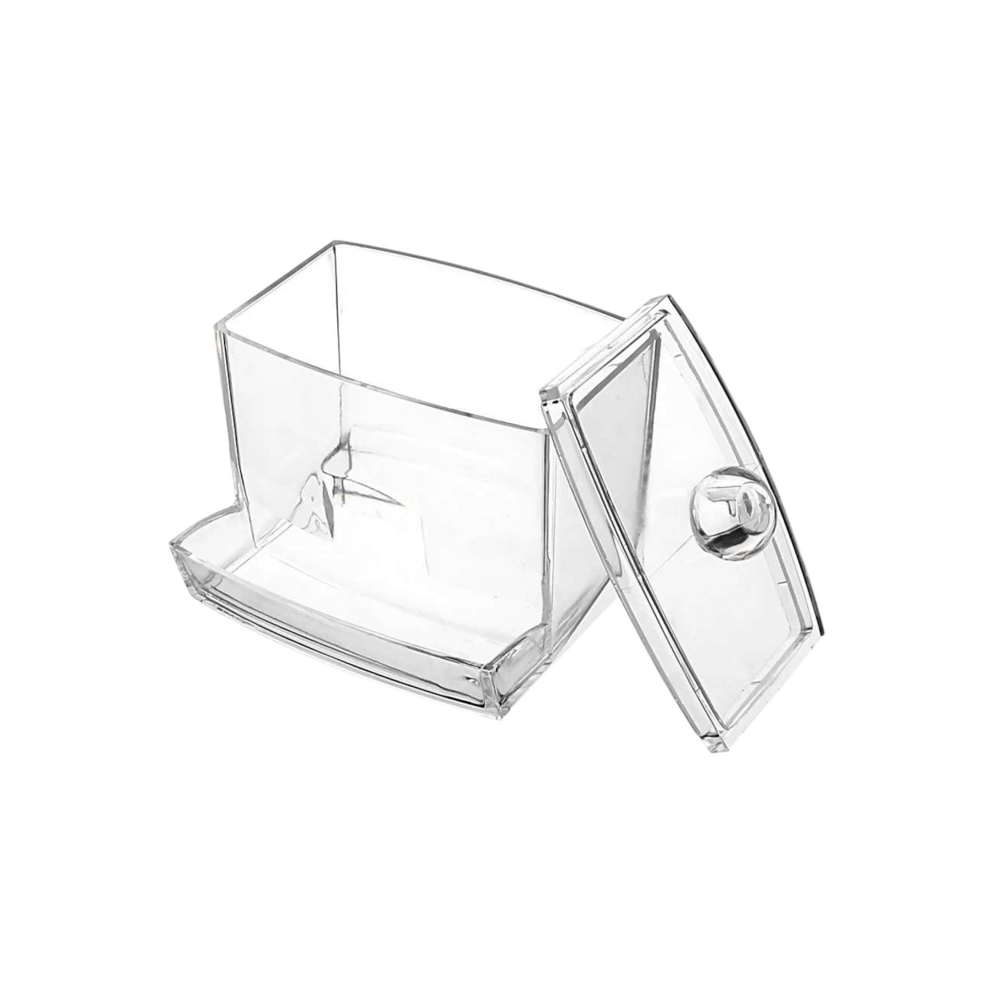Modern Cotton Cosmetic Storage Box with Lid - Clear Plastic