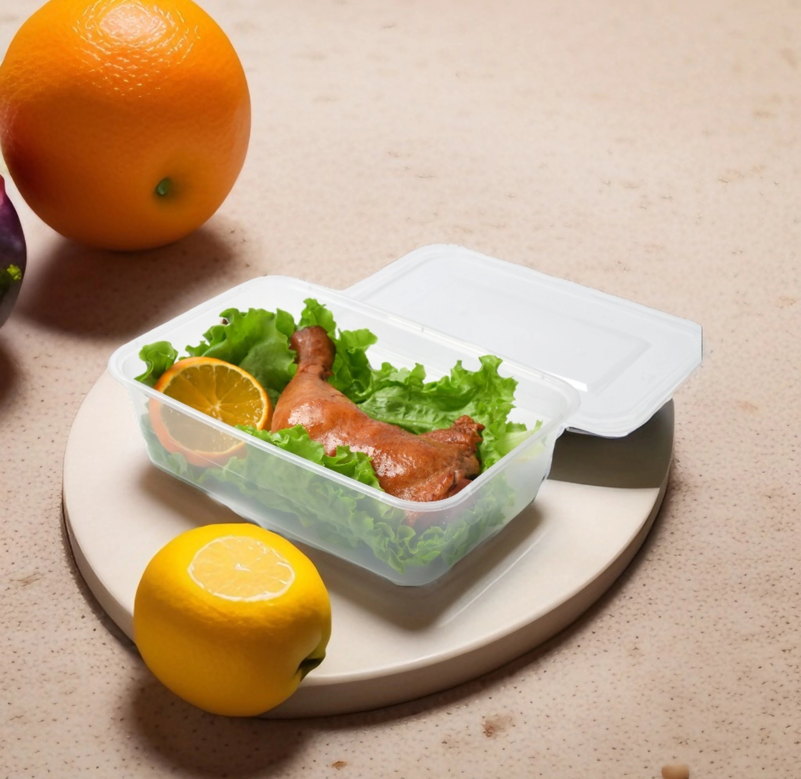 Disposable PP Takeaway Food Container Rectangular with Lid 10pack