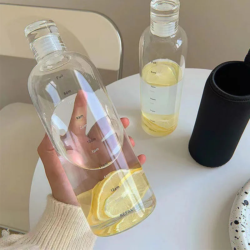 Elegant Time-Scale Sports Water Bottle Acrylic 500ml - Leak Proof 23x6.5cm