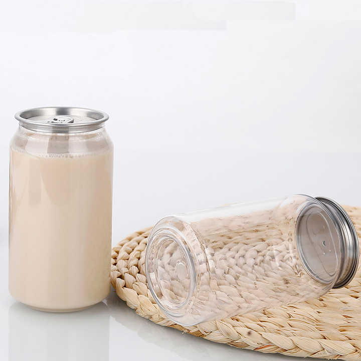 Food Grade Plastic Drinking Clear Can with Aluminium Lid