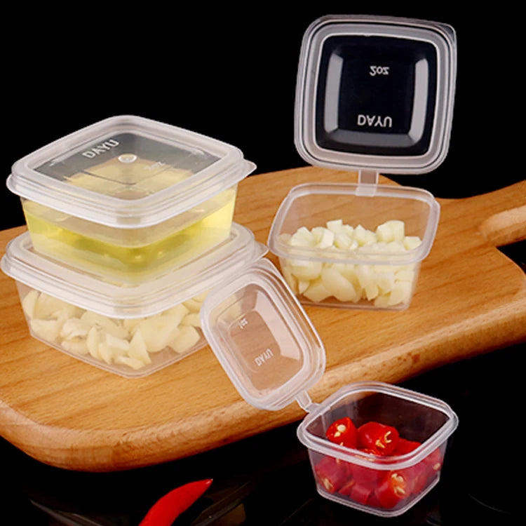 Disposable PP Takeaway Sauce Tubs Square - Plastic Dipping Container with Lid 10pack