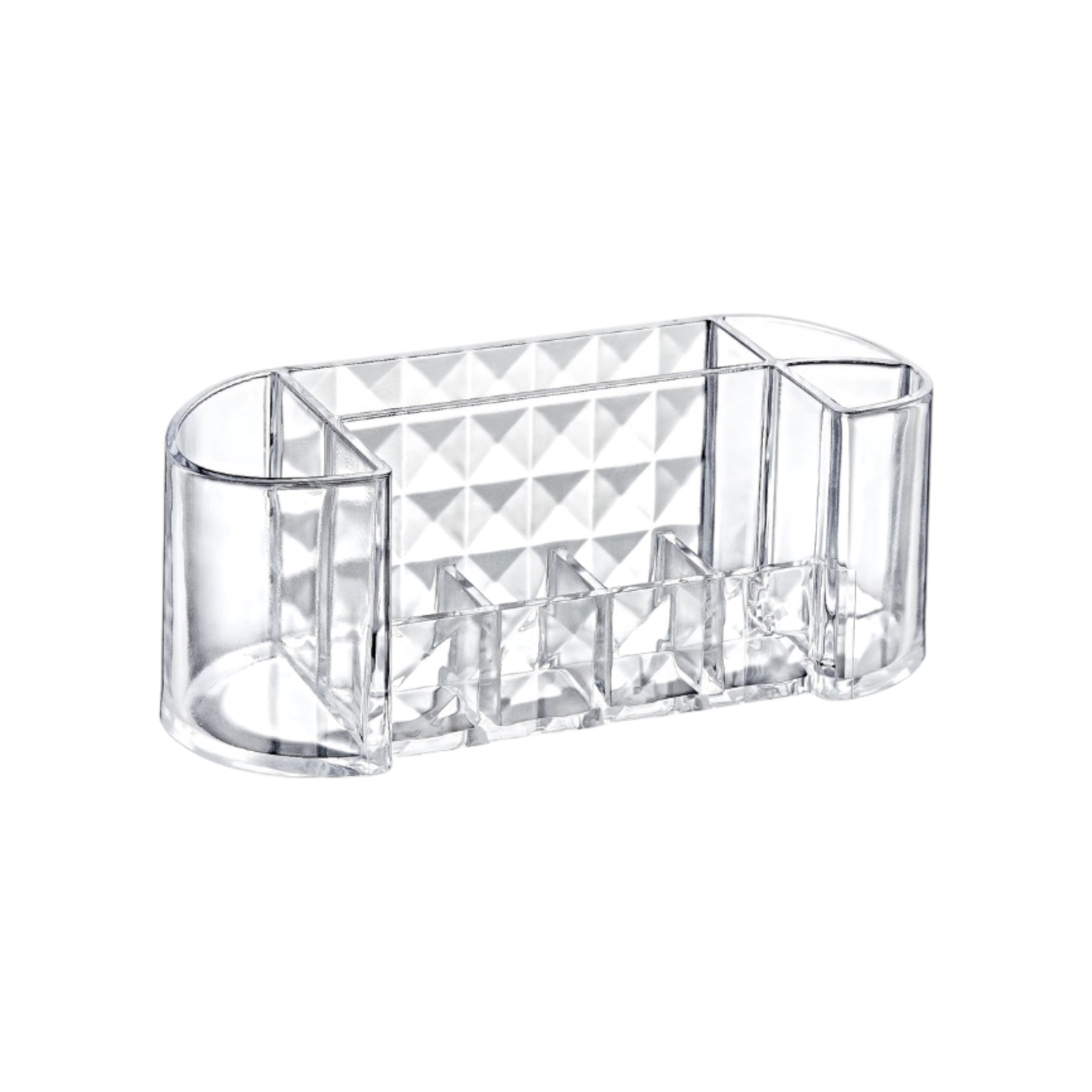 Modern Cosmetic Storage Oval Organizer - Diamond Oval Clear Plastic