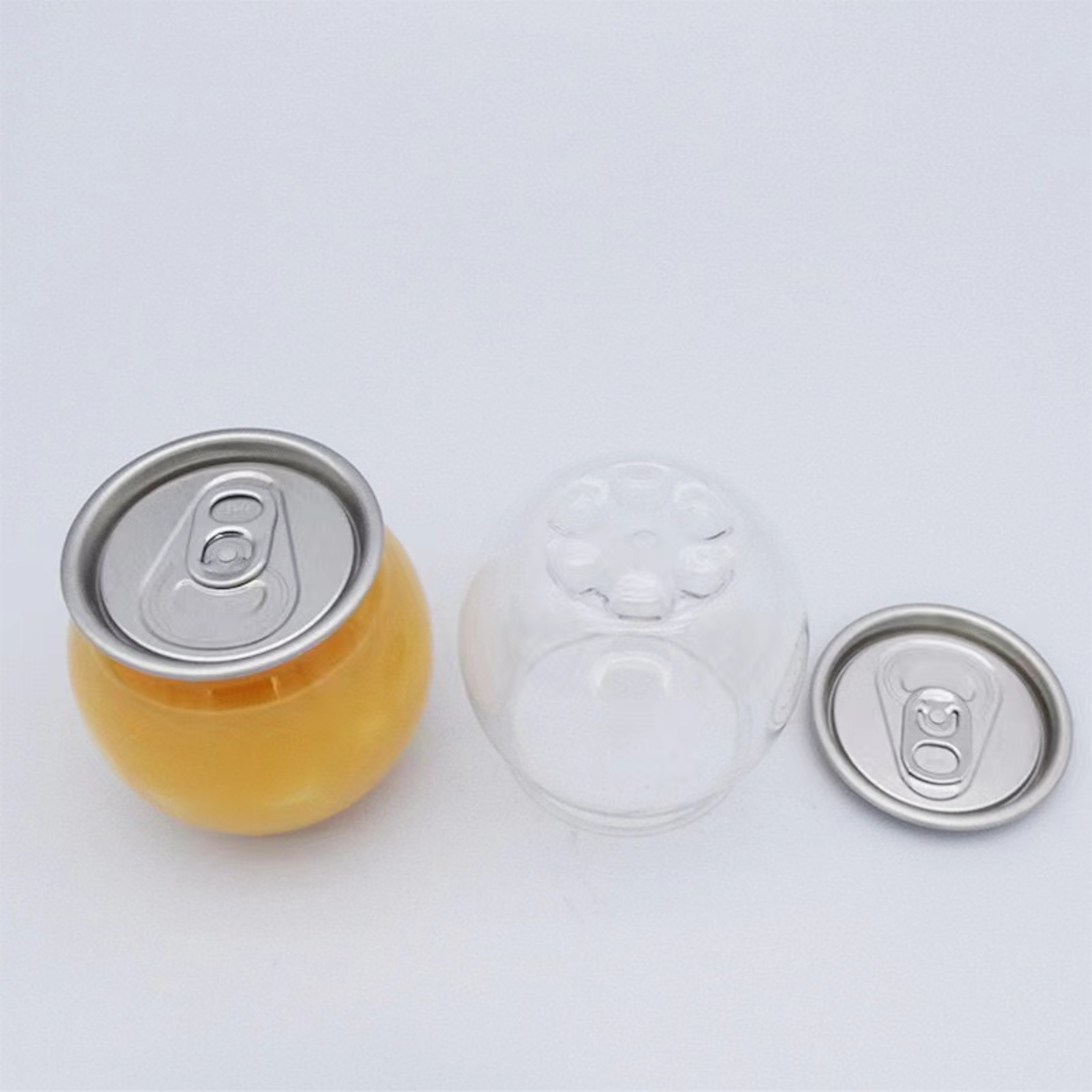 200ml Round Food Grade Plastic Drinking Clear Can with Aluminium Pull Tab Lid