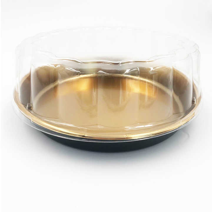 Disposable Serving To Go Pateresie Cake Container with Dome Lid Round Gold