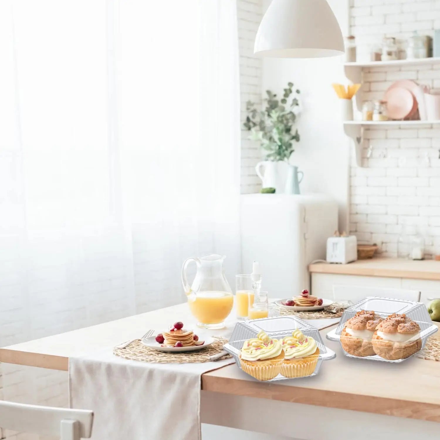 Disposable Takeaway Food Clamshell Storage Container 11x10cm - Hinged Flip Lid 10pack