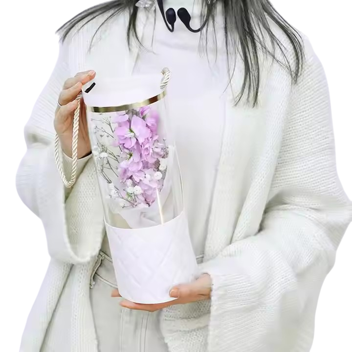 Florist Gift Tube Box with Transparent PVC Window 10x5x27.5cm 1pc