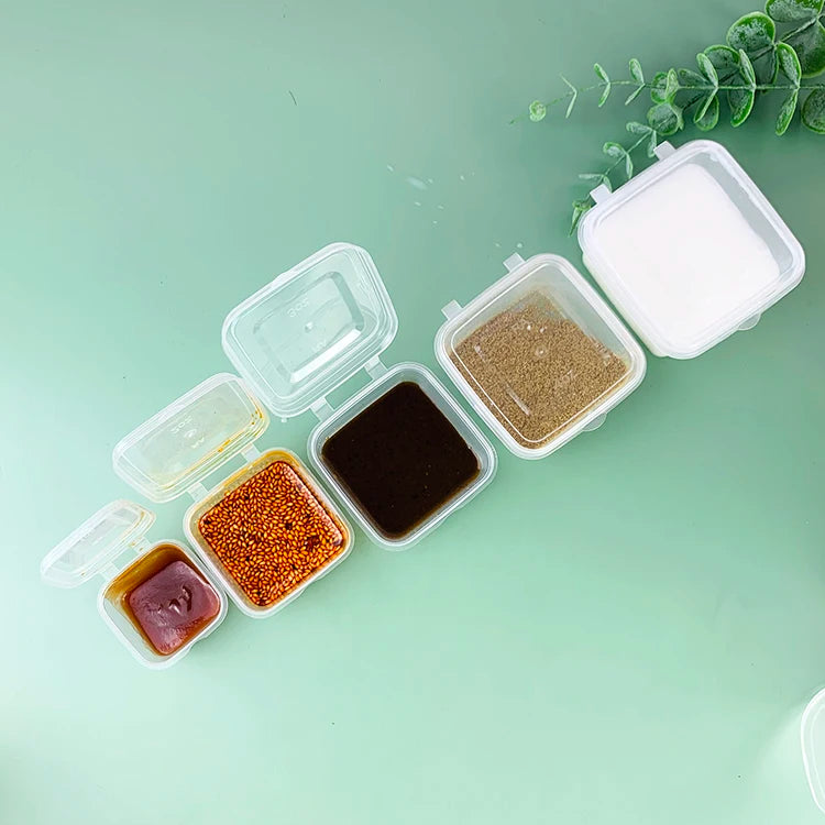 Disposable PP Takeaway Sauce Tubs Square - Plastic Dipping Container with Lid 10pack