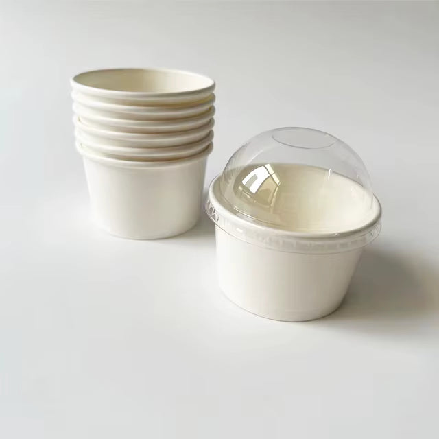 Ice Cream Paper Cups 150ml Vintage Tubs White 5pcs