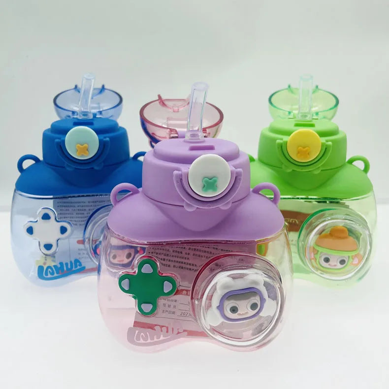 3D Bear Water Bottle 750ml with Straw & Carry Strap