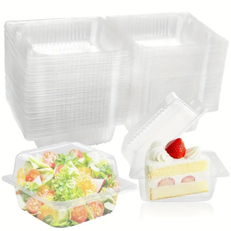 Disposable Takeaway Food Clamshell Storage Container 13x12+8cm - Hinged Flip Lid 10pack