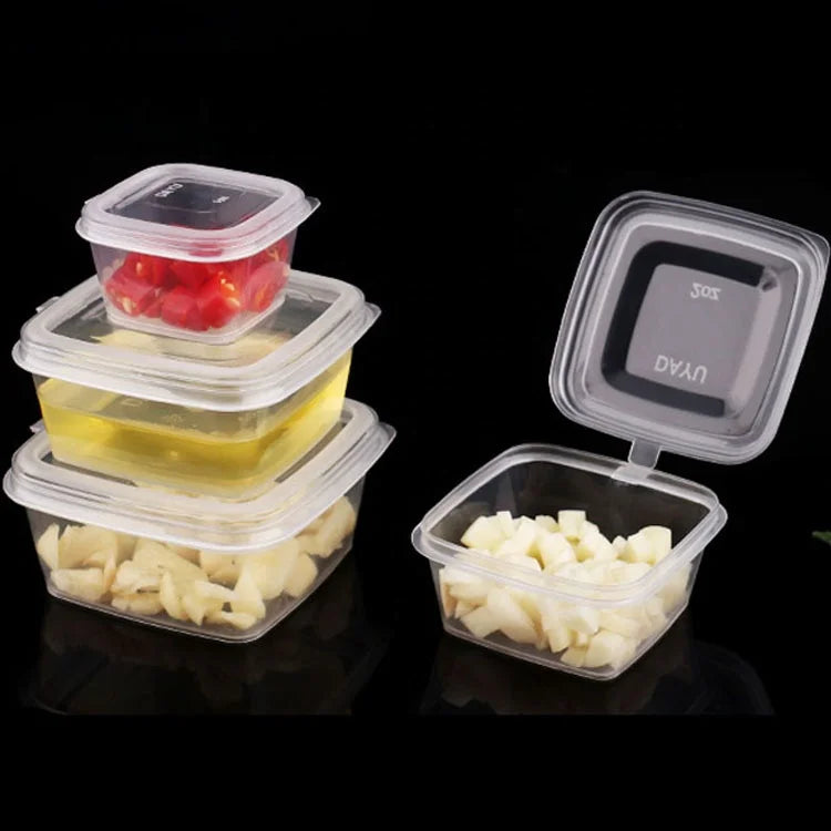 Disposable PP Takeaway Sauce Tubs Square - Plastic Dipping Container with Lid 10pack