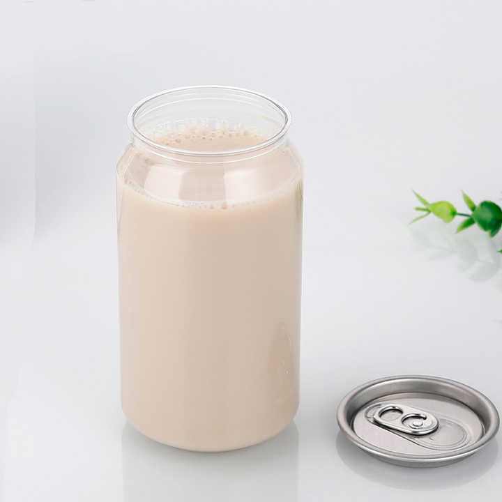 Food Grade Plastic Drinking Clear Can with Aluminium Lid