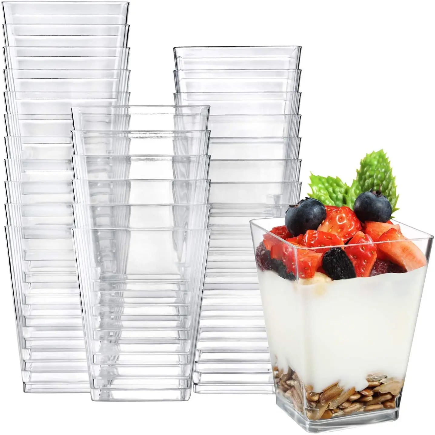 Acrylic Plastic Square Dessert Cup 200ml 10pack 7.1x4.4x7.1cm