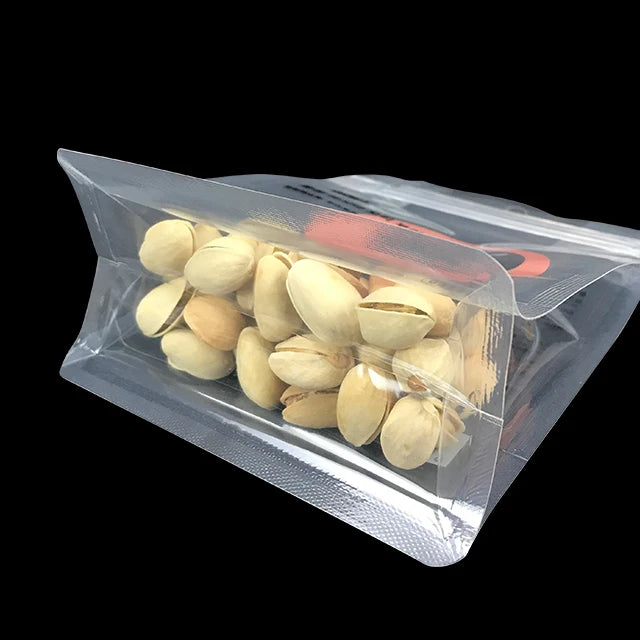 Food Grade Zip Lock Stand-Up Carry Pouch Plastic Bags - Octagon Landscape Transparent with Handle Flat Bottom Gusset 10pack Resealable