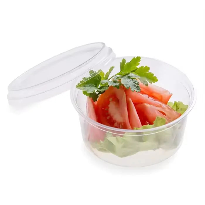 Disposable PP Takeaway Food Round Storage Container - Clear Plastic Reusable Leakproof with Lid 10pack