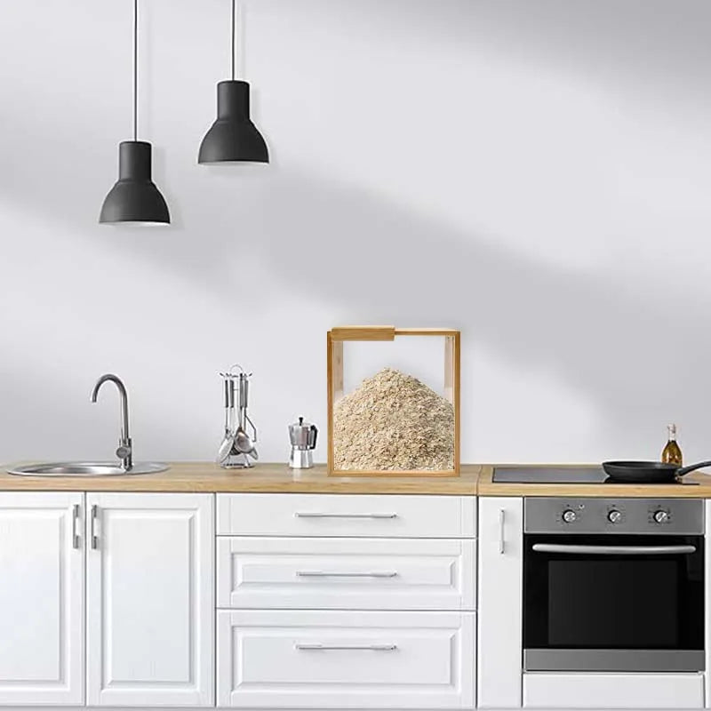 Square Portable Reusable Clear Food Bamboo Kitchen Organizer Container