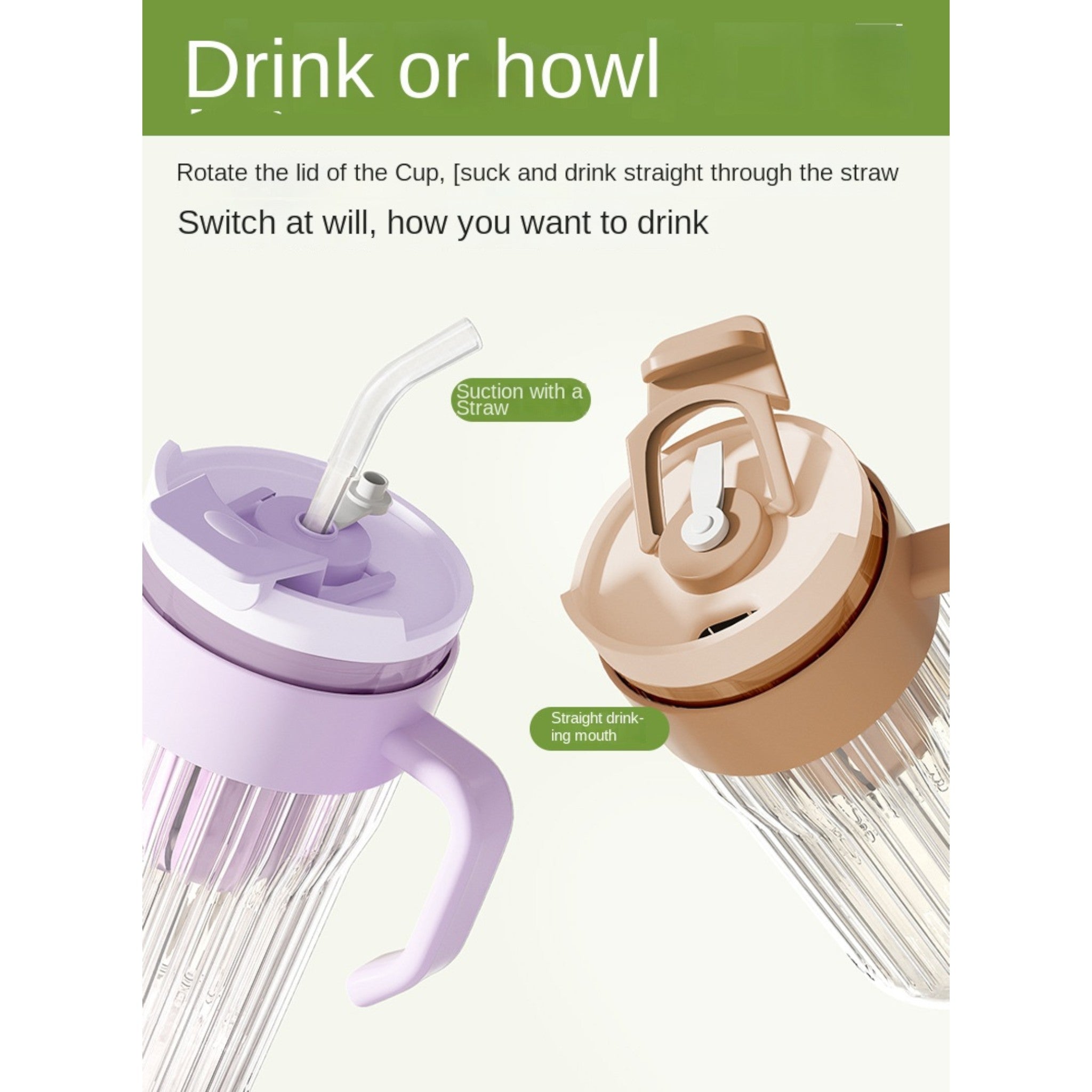 Eco-Friendly Ribbed Glass Coffee and Tea Mug with Strainer & Straw 580ml