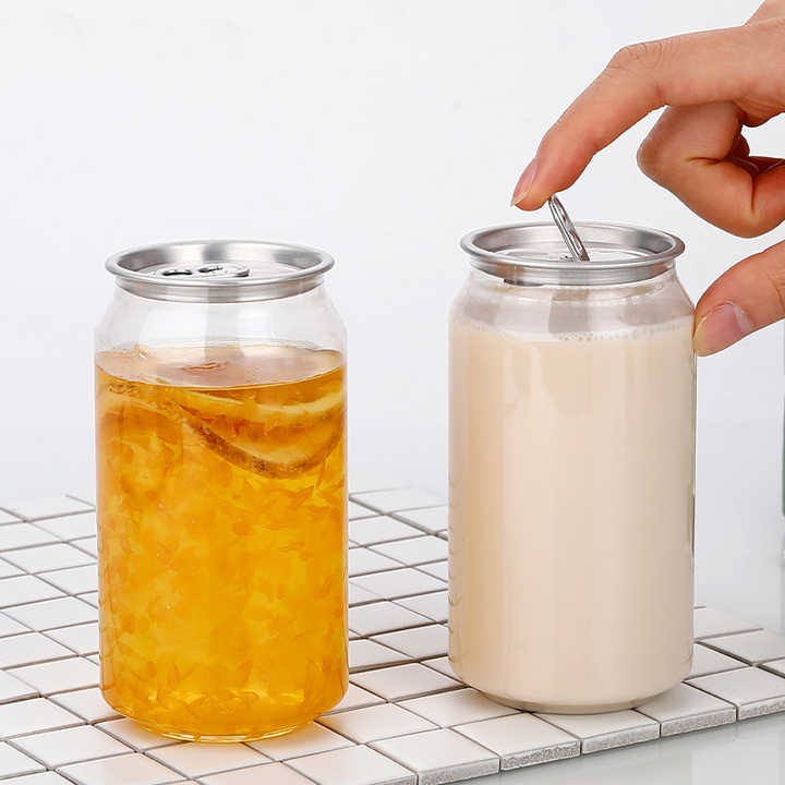 Food Grade Plastic Drinking Clear Can with Aluminium Lid
