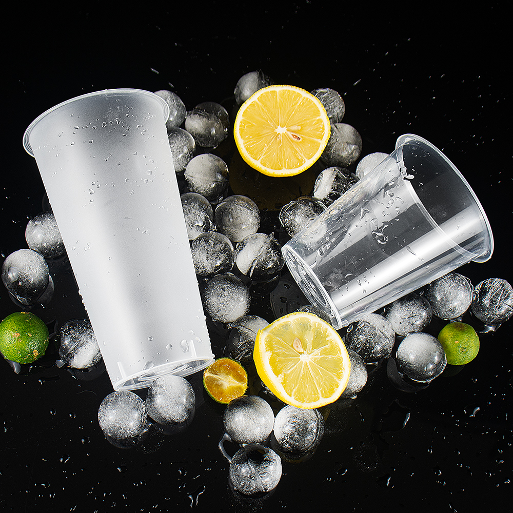 Smoothie Drinking Cups - PP Clear/Frosted Reusable Plastic 1pc