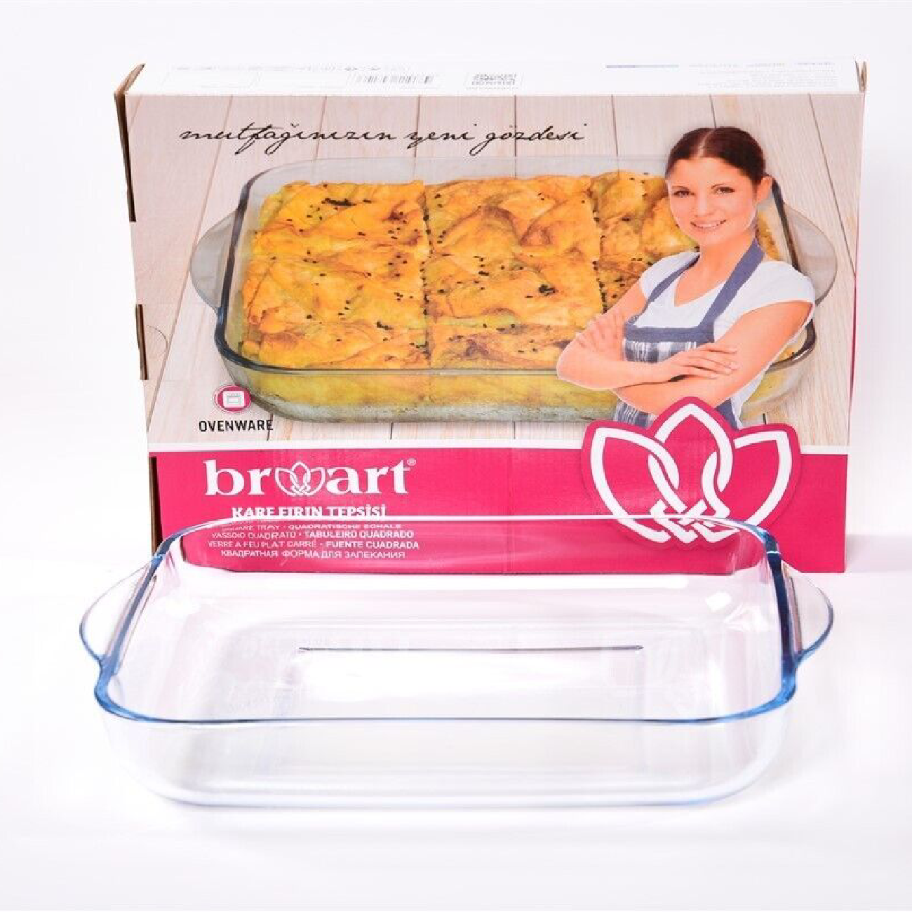 Borart Square Plain Furnace Trays 26cm Pink BR-45034-PF