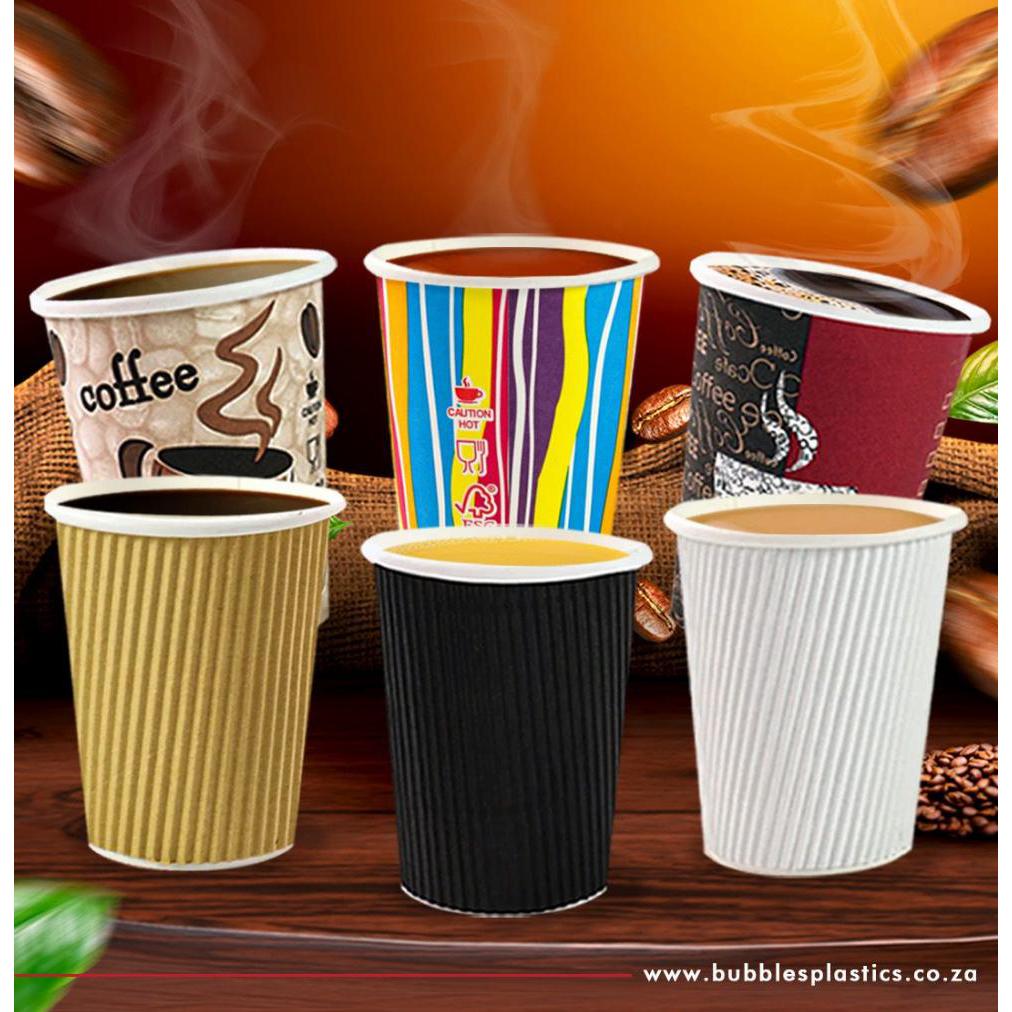 500ml Ripple Coffee Cups Matte Black 5pack