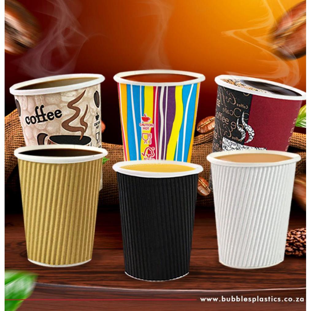 500ml Ripple Coffee Cups White 5pack