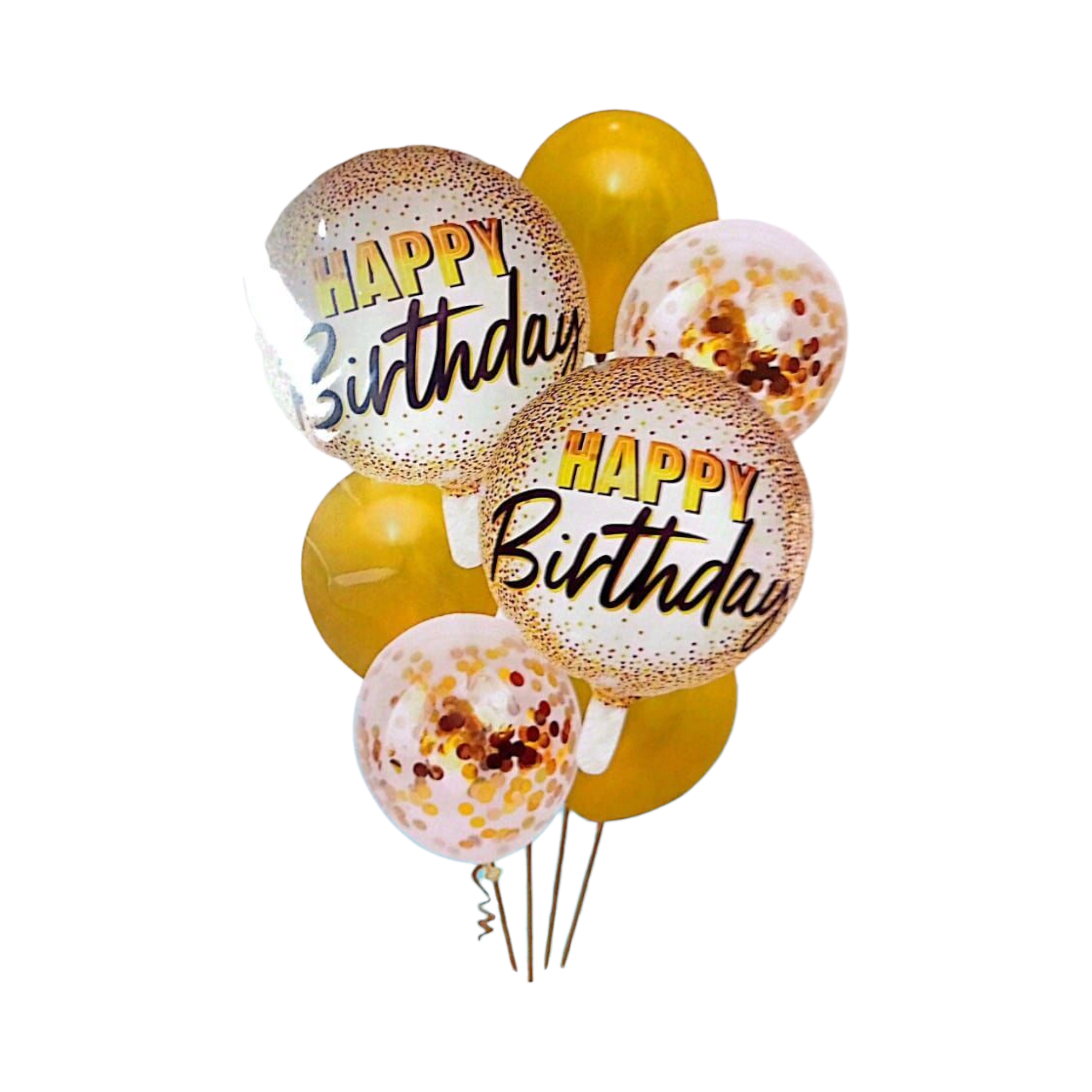 Happy Birthday Printed Gold Balloon 7pcs Set