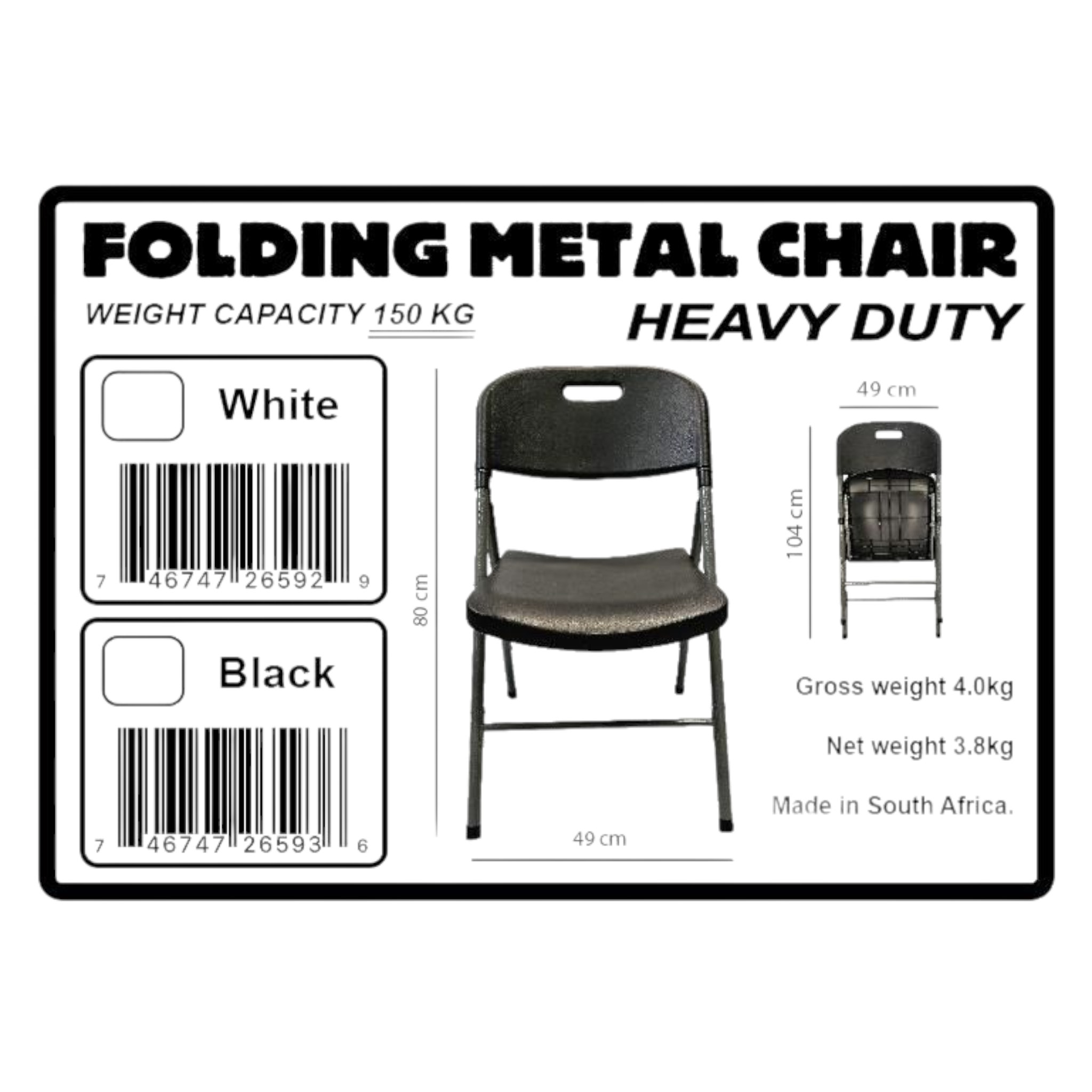 Folding Chair Black Medium Duty Catering