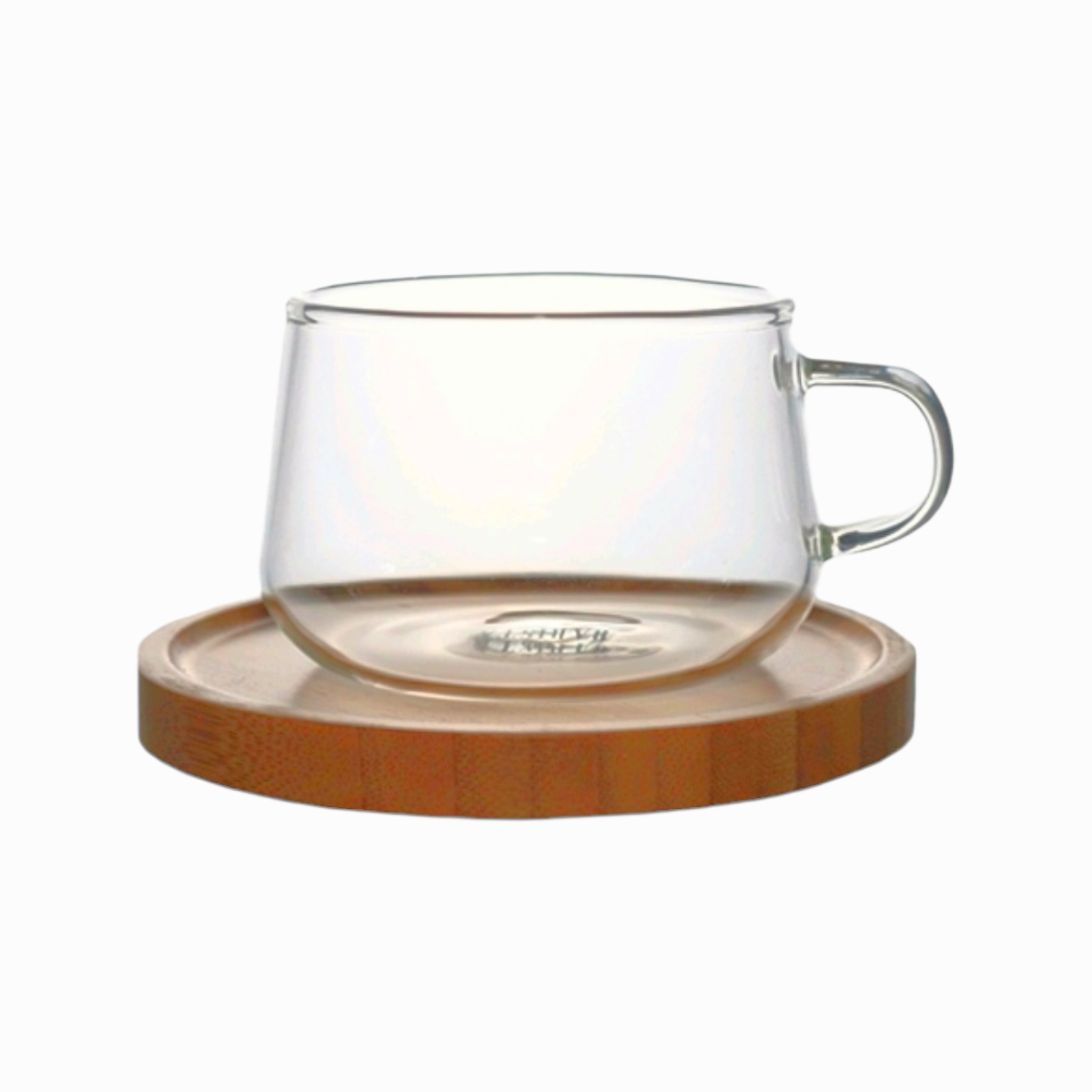 Barista Borosilicate Café Tea-Coffee Cup 230ml with Bamboo Saucer 11405