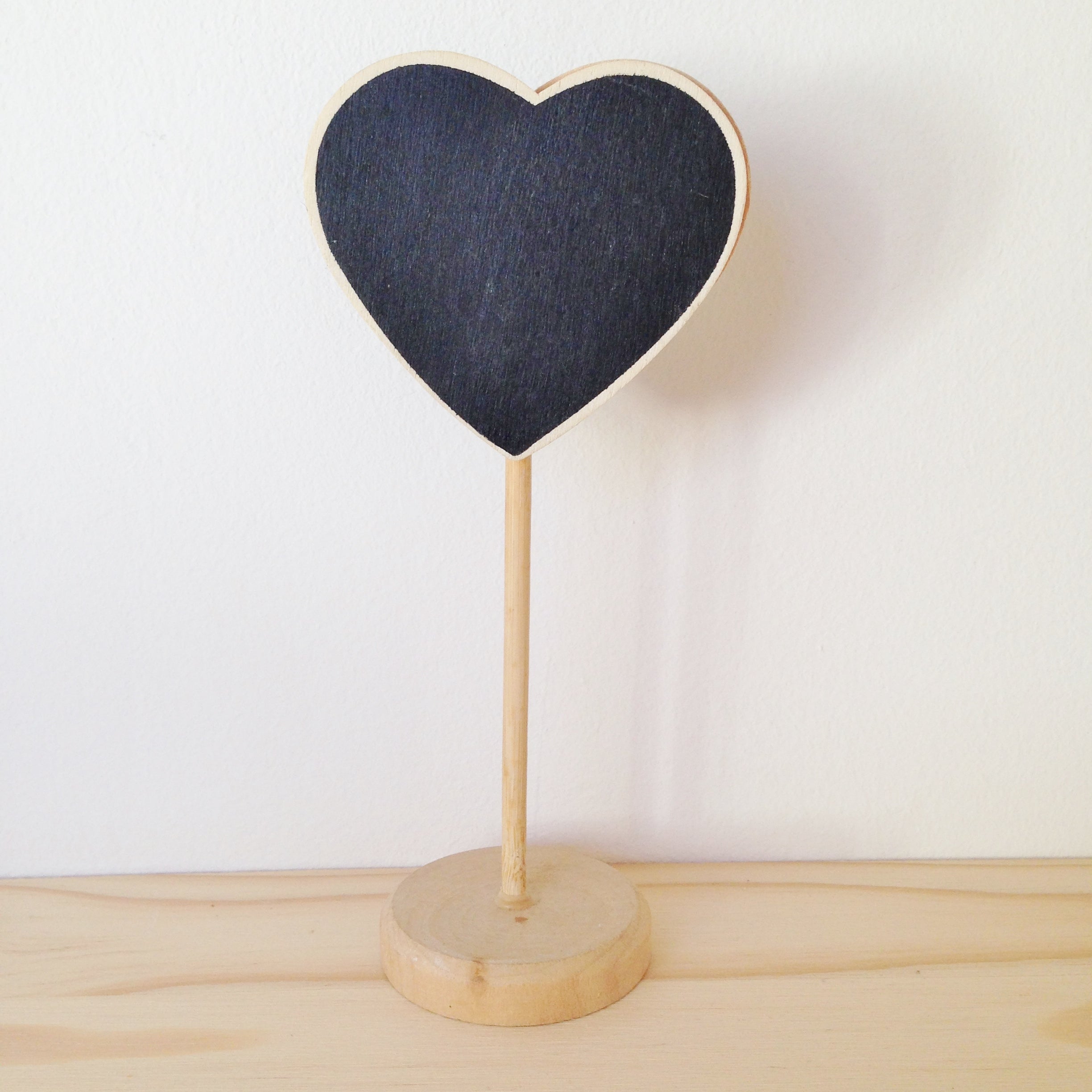 Mini Heart Chalkboard Wooden Stand 8x17cm Black Board Notes for Parties